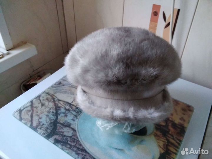 Шапка женская голубая норка