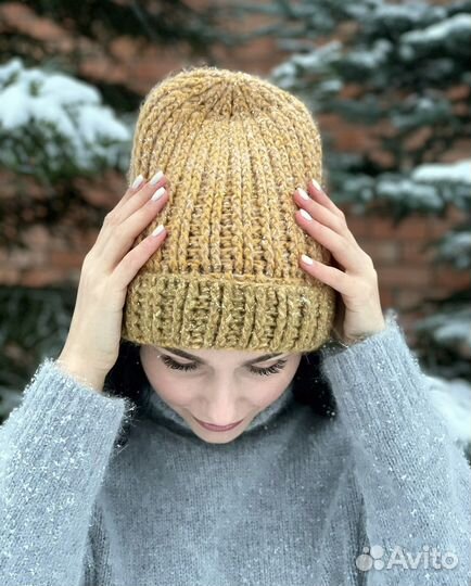 Шапка ручная работа альпака, мохер
