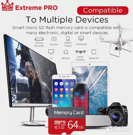 Карта памяти Extreme Pro 64GB MicroSD high speed