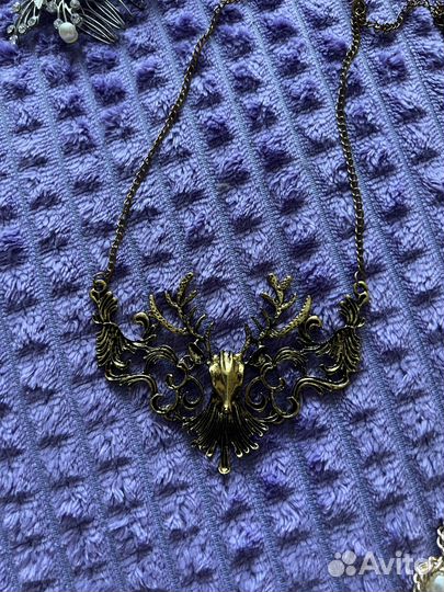 Винтажное ожерелье с оленем, из жемчуга, ожерелье