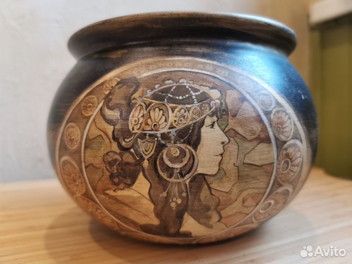 Кашпо под цветы, ручная роспись