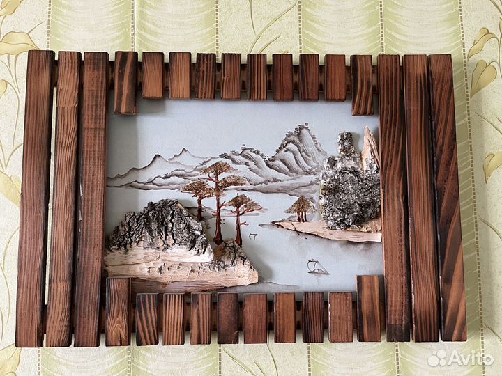 Картина панно из дерева
