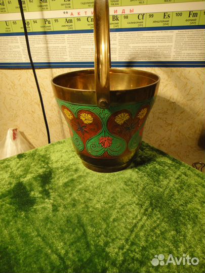 Ведро для льда Старая Индия Латунь Бронза Эмали