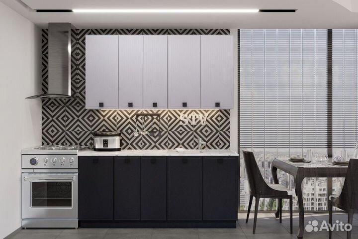 Кухня модульная Эмаль Антрацит/Жасмин 1,9 м