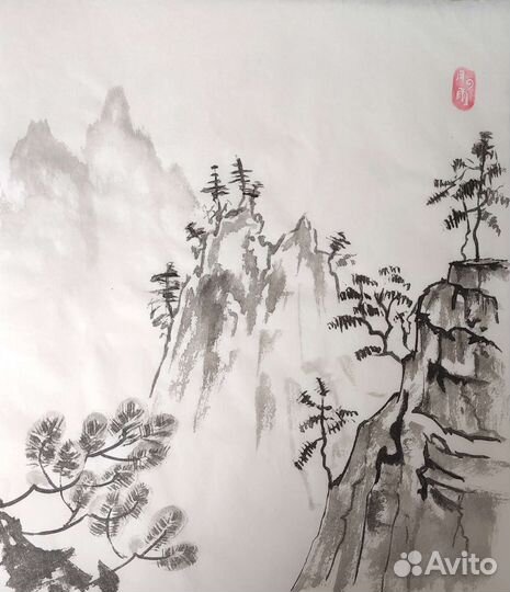 Картина пейзаж суми-э