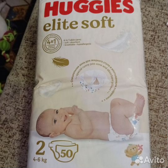 Подгузники huggies elite soft 2-50 шт