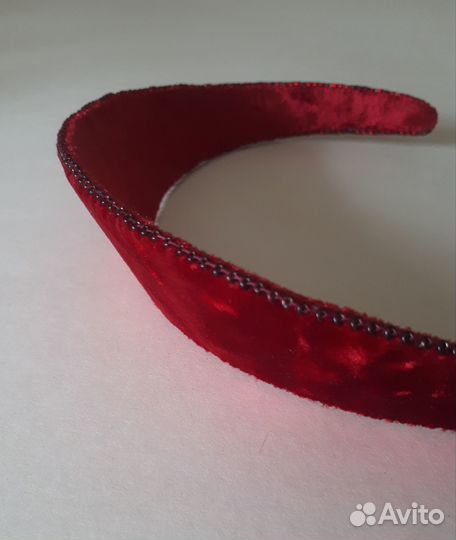 Кокошник алый бархатный Ободок женский