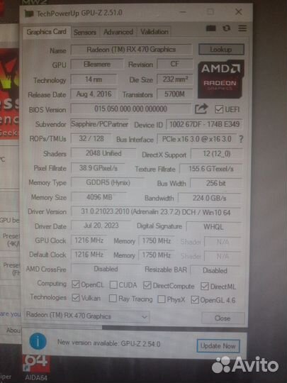 Видеокарта Rx 470 sapphire nitro 4gb