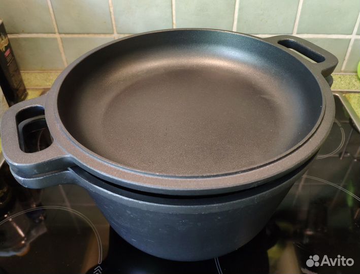 Новый казан с крышкой-сковородой