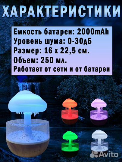 Увлажнитель воздуха капельный Облако/Гриб