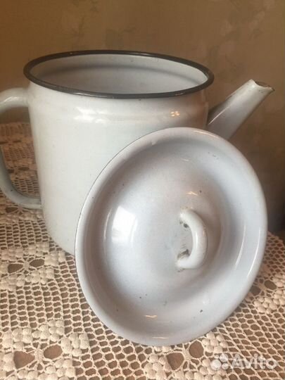 Кофейник голубой эмалированный СССР 1980 годы