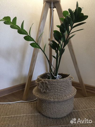 Корзина кашпо из джута