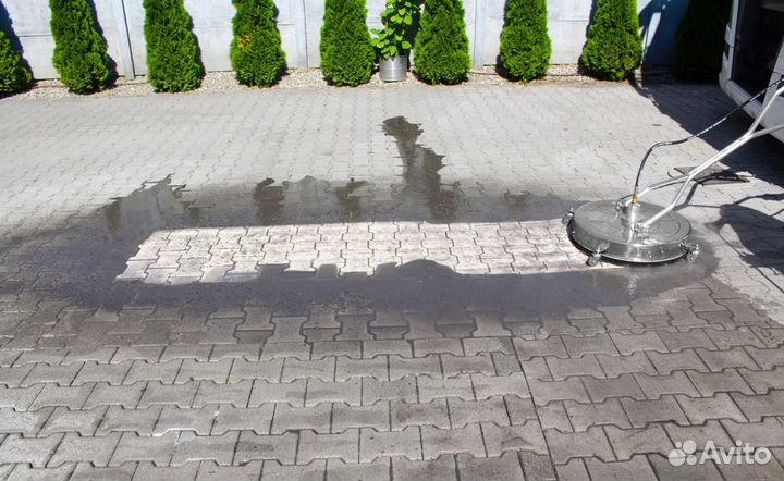 Мойка тротуарной плитки, брусчатки, фасадов