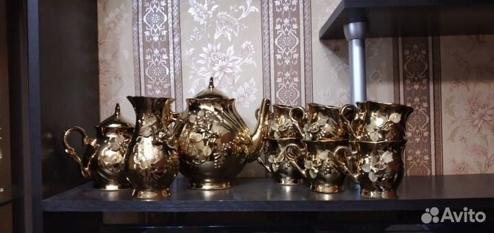 Сервиз чайный золотой новый