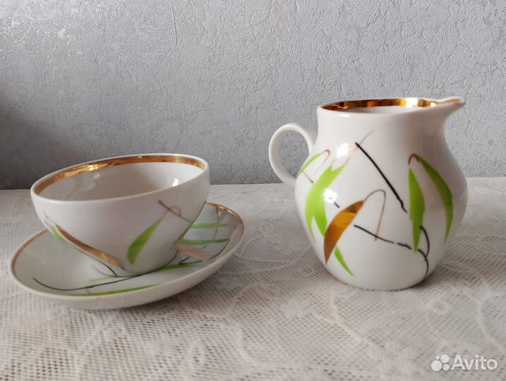 Чайная пара и молочник Ивушка