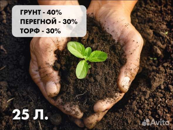Почва 40%, торф 30%, конский перегной 30% - смесь