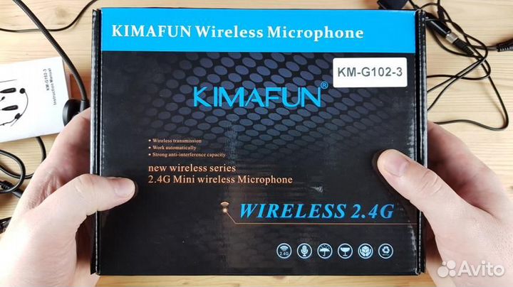 Микрофон беспроводной головной + петличный Kimafun
