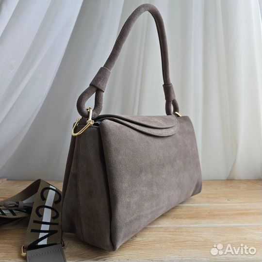 Сумка с ручкой Coccinelle замша серая
