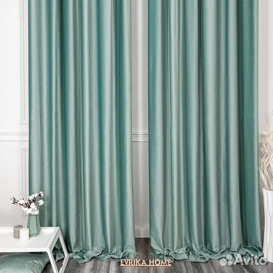 Шторы бархат Беллиссимо аквамарин новые пошив