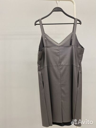 Сарафан кожаный серый