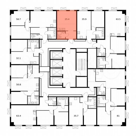 Квартира-студия, 25,4 м², 18/32 эт.