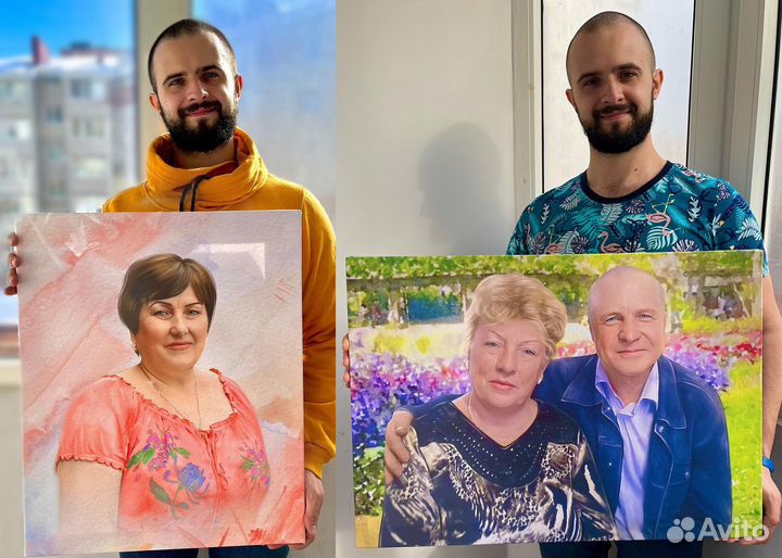 Портрет по фото на холсте