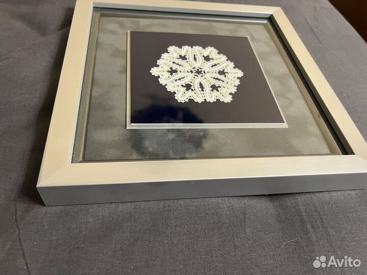 Снежинка ручной работы со стразами картина