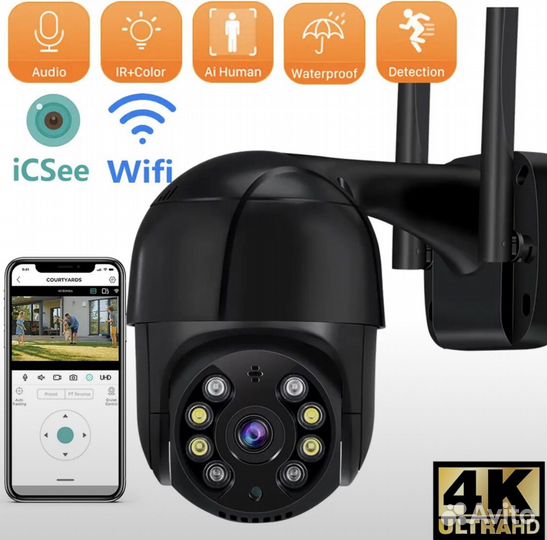 Уличная поворотная wifi камера новая