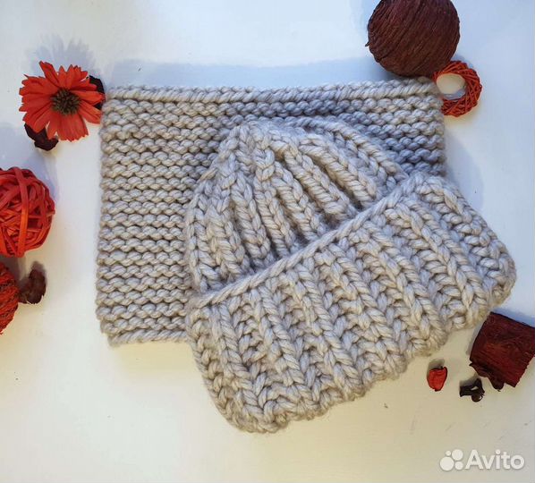 Комплект шапка и снуд женский