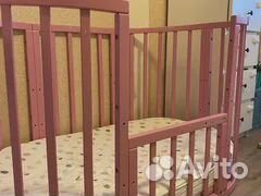 Детская кроватка трансформер овальная + матрац