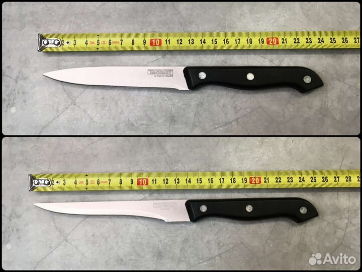 Новый набор кухонных ножей на деревянной подставке