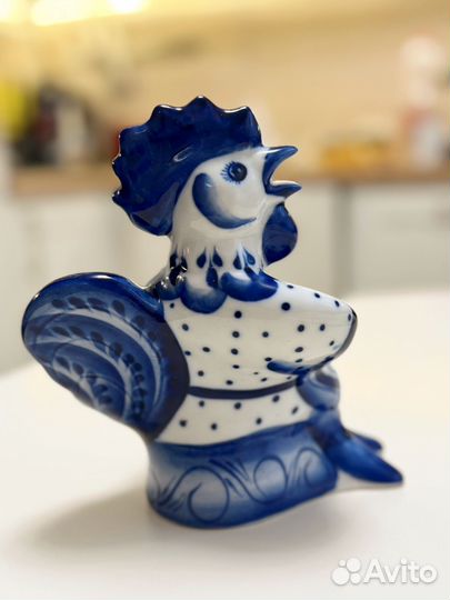 Статуэтка Гжель, Петух с гитарой, авторская