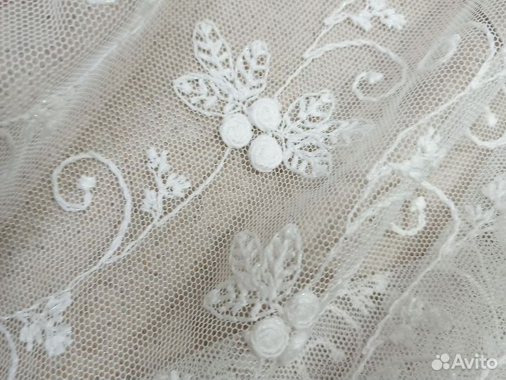 Тюль сетка грек с вышивкой