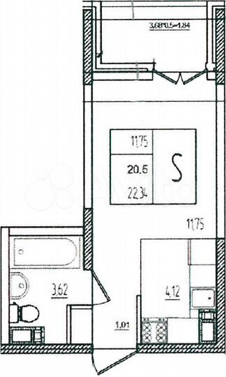 Квартира-студия, 22,3 м², 2/16 эт.
