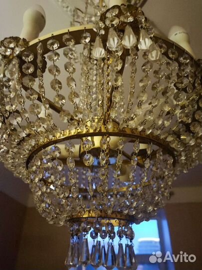 Хрустальная люстра СССР винтажная чехия