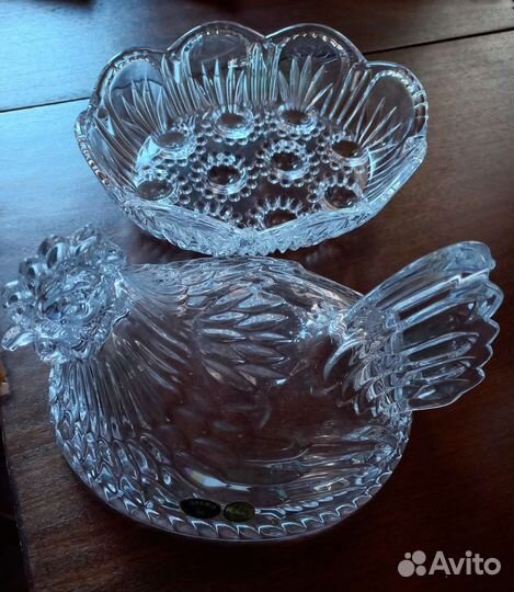 Хрустальное пасхальное блюдо,хрусталь Богемия