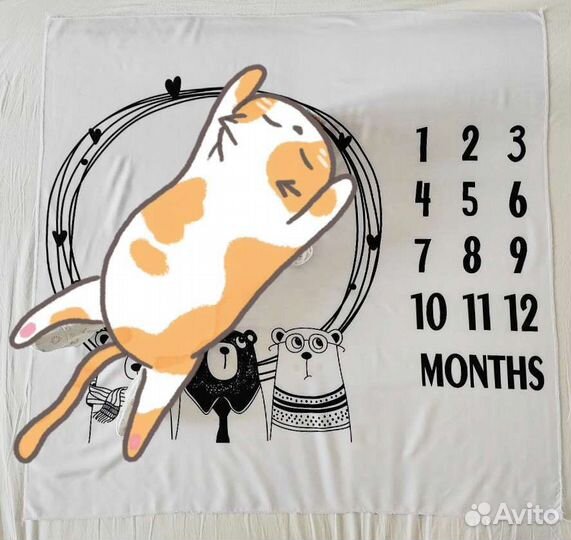 Пелëнка детская фотофон для фото по месяцам 1 год