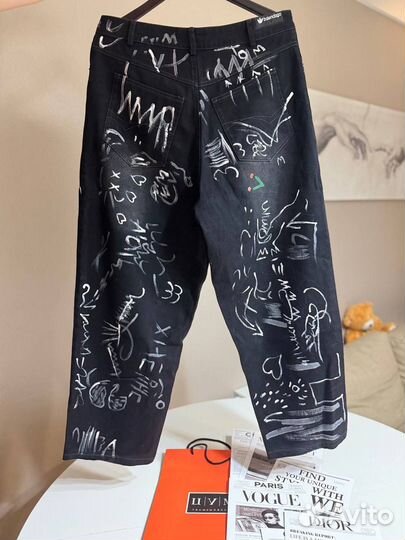 Balenciaga adidas джинсы широкие