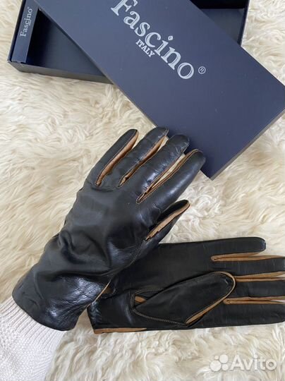 Кожаные перчатки женские зимние 7,5