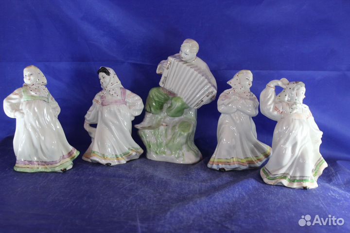 Хоровод Перепляс Гармонист плясуньи статуэтки фарф