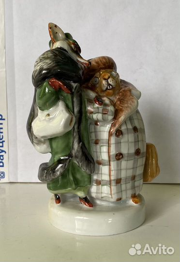 Фарфоровая Статуэта Лиса и Бобер лфз