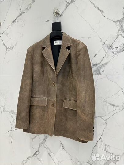 Пиджак кожаный Saint Laurent.Премиум качество