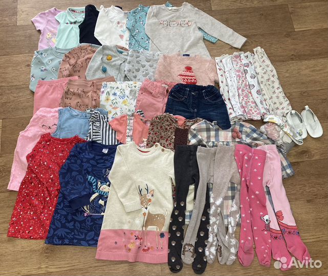 Большой пакет фирменных вещей на девочку 92р