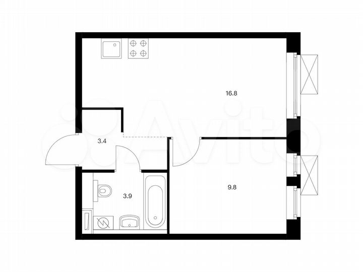 1-к. квартира, 33,9 м², 14/25 эт.