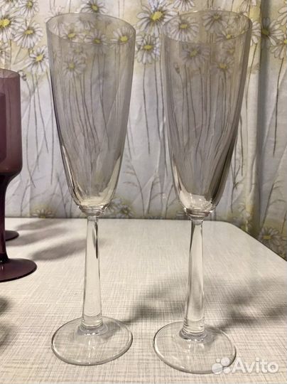 Бокалы фужеры рюмки стопки цветное стекло хрусталь