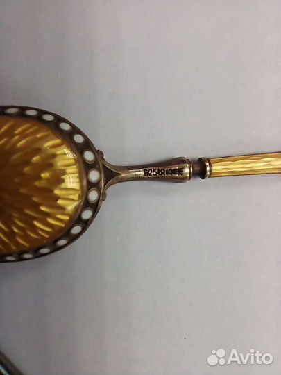 Серебряные кофейные ложки с гильошированной эмалью