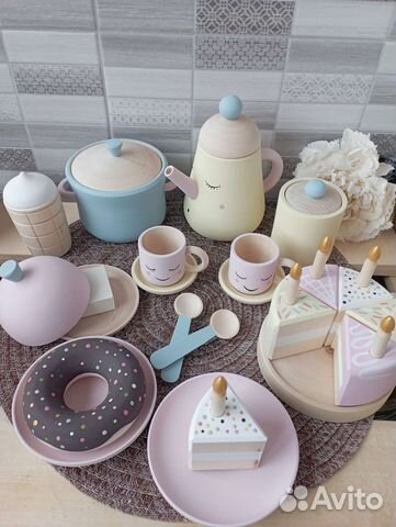 Набор детской посуды дерево