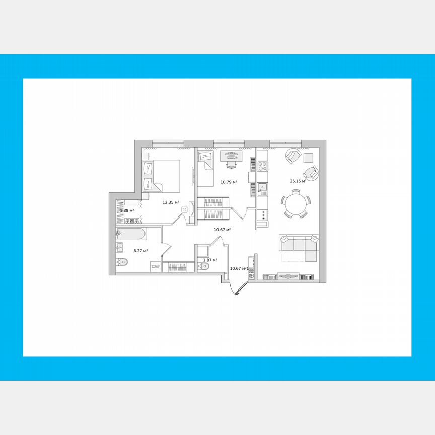 1-к. квартира, 69 м², 1/16 эт.