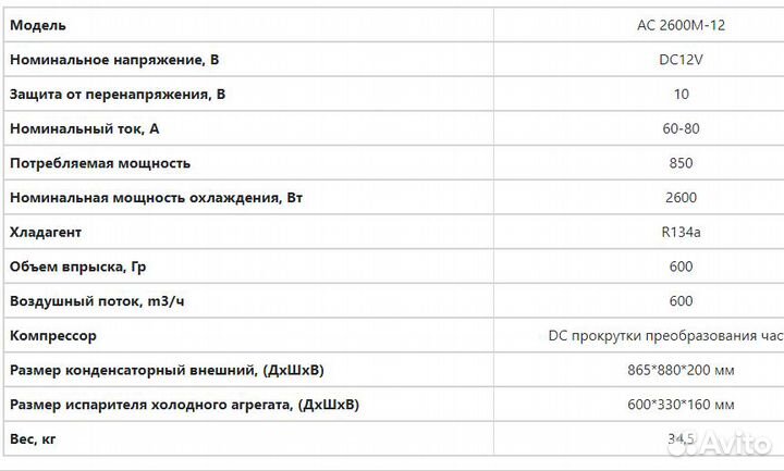 Автокондиционер автономный 12/24 v