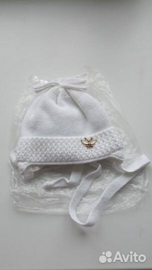 Шапочка для девочки 34-40 см новая на выписку